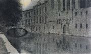 Fernand Khnopff memory of Flanders A canal oil painting reproduction